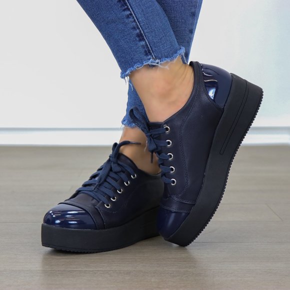 Shoes - Navy Fashion Creeper Sneakers
